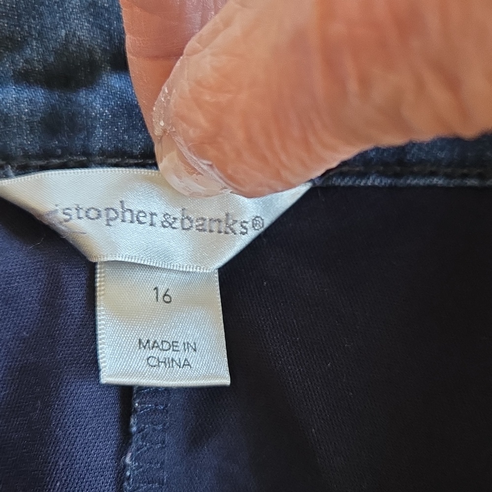 Christopher & Banks Blue Denim Skorts with Floral Embroidery - Picture 8 of 8